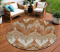3' X 5' Orange Beige And Copper Ikat Washable Indoor Outdoor Area Rug