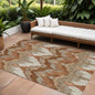 3' X 5' Orange Beige And Copper Ikat Washable Indoor Outdoor Area Rug