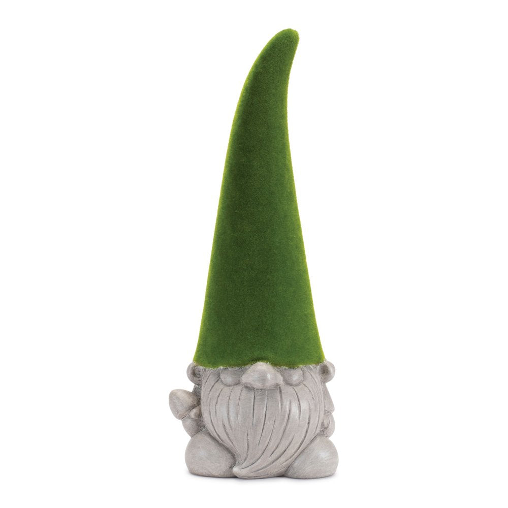 Set of Two Green Terracotta Standing Gnome Tabletop Sculpture