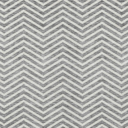 3' X 5' Gray And Ivory Chevron Washable Indoor Outdoor Area Rug