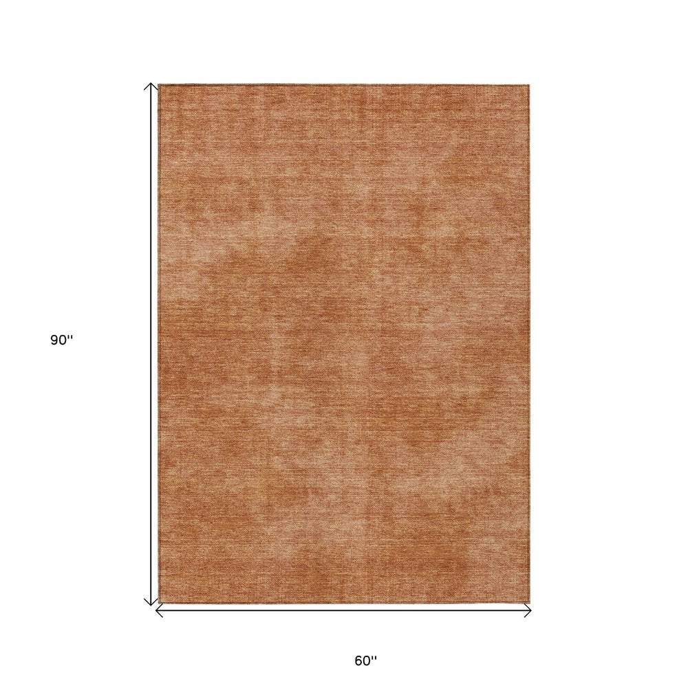 3' X 5' Brown Washable Indoor Outdoor Area Rug