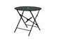 30" Black Rounded Aluminum Folding Outdoor Bistro Table with Umbrella Hole