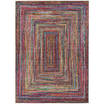 3' X 5' Rust Blue And Gold Geometric Washable Indoor Outdoor Area Rug