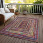 3' X 5' Rust Blue And Gold Geometric Washable Indoor Outdoor Area Rug