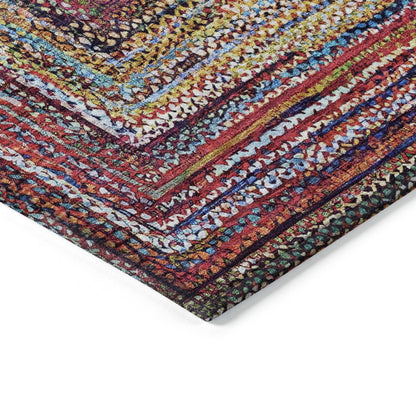 3' X 5' Rust Blue And Gold Geometric Washable Indoor Outdoor Area Rug