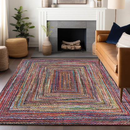 3' X 5' Rust Blue And Gold Geometric Washable Indoor Outdoor Area Rug