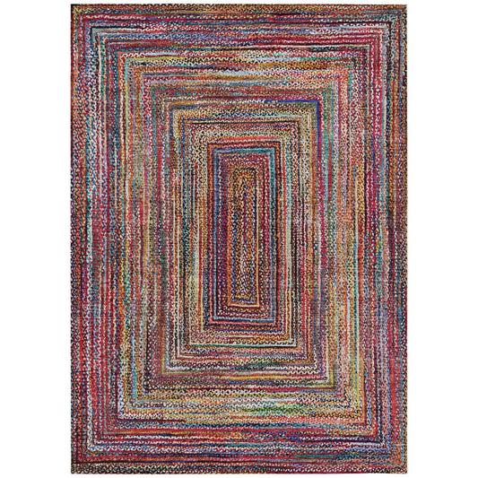 10' X 14' Rust Blue And Gold Geometric Washable Indoor Outdoor Area Rug