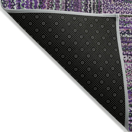 9' X 12' Purple Lavender And Gray Geometric Washable Indoor Outdoor Area Rug