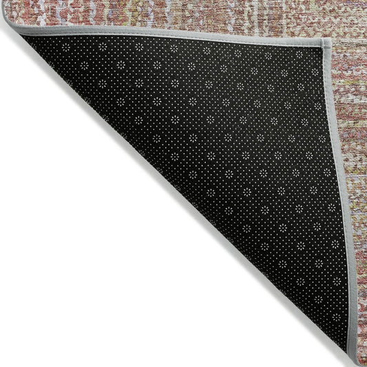 10' X 14' Rust Mauve And Coral Geometric Washable Indoor Outdoor Area Rug