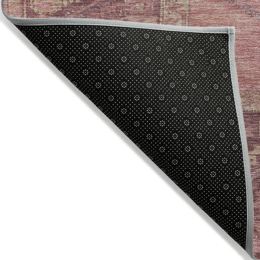 10' X 14' Blush And Pink Oriental Washable Indoor Outdoor Area Rug