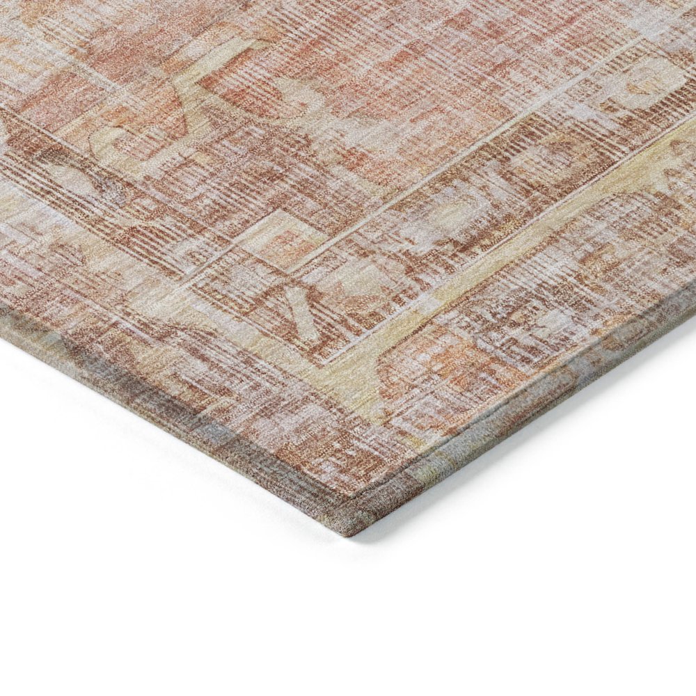 9' X 12' Terra Cotta Ivory And Wheat Oriental Washable Indoor Outdoor Area Rug