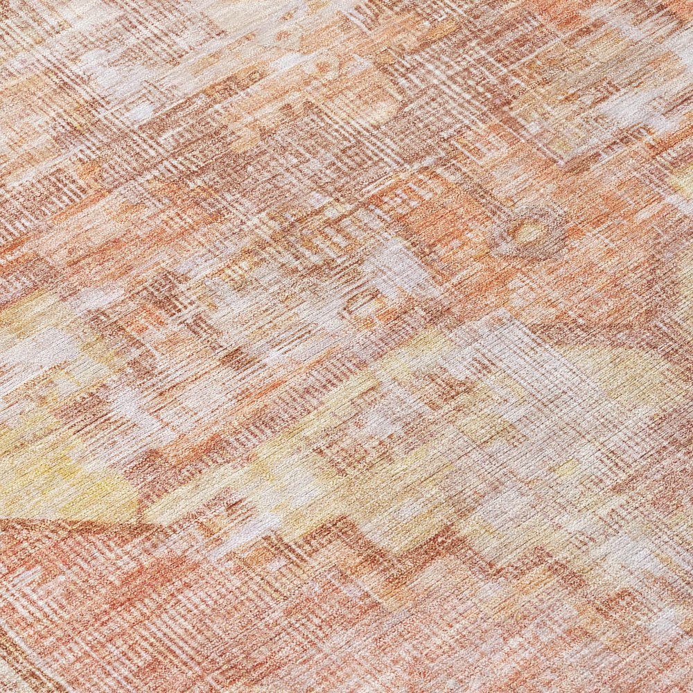 9' X 12' Terra Cotta Ivory And Wheat Oriental Washable Indoor Outdoor Area Rug