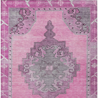 8' X 10' Pink And Blush Geometric Washable Indoor Outdoor Area Rug
