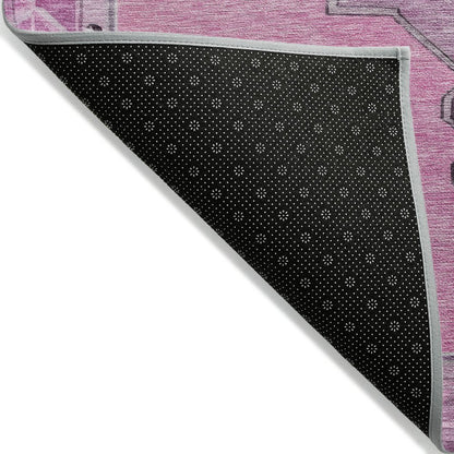 8' X 10' Pink And Blush Geometric Washable Indoor Outdoor Area Rug