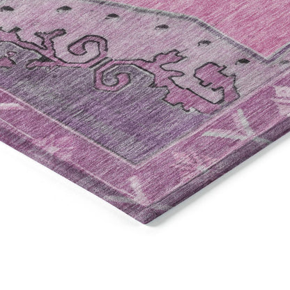 8' X 10' Pink And Blush Geometric Washable Indoor Outdoor Area Rug