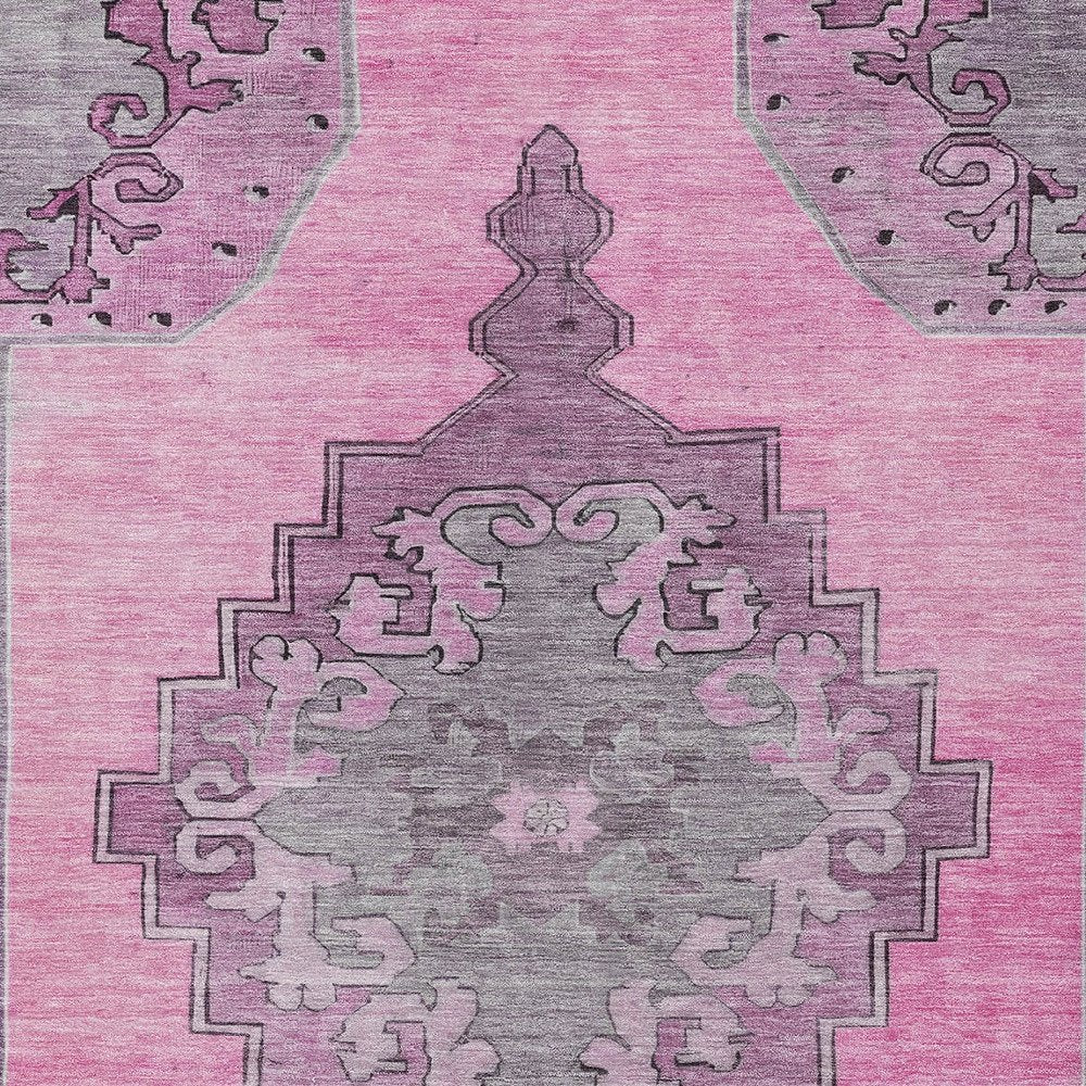8' X 10' Pink And Blush Geometric Washable Indoor Outdoor Area Rug