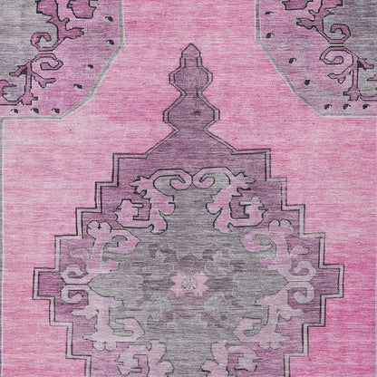 8' X 10' Pink And Blush Geometric Washable Indoor Outdoor Area Rug