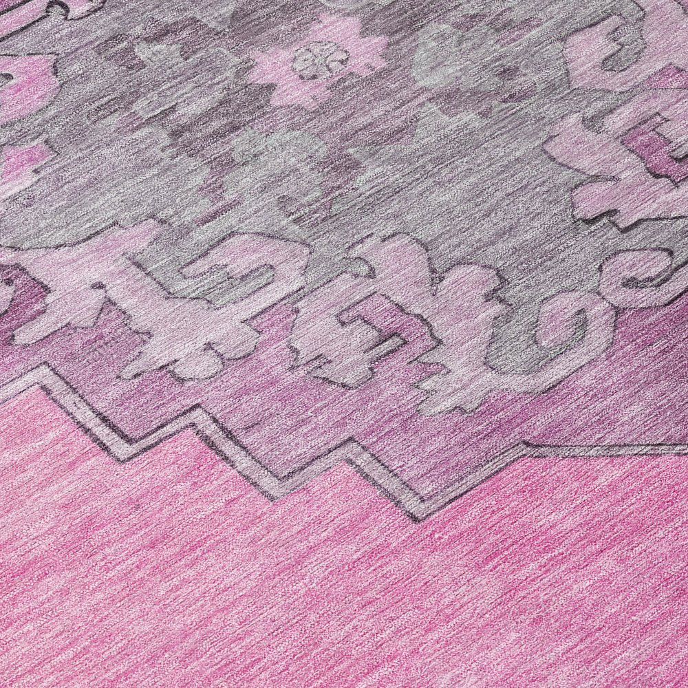 8' X 10' Pink And Blush Geometric Washable Indoor Outdoor Area Rug
