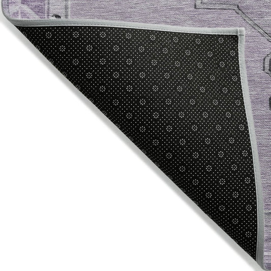 10' X 14' Plum And Gray Geometric Washable Indoor Outdoor Area Rug