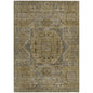 3' X 5' Brown And Blue Medallion Washable Indoor Outdoor Area Rug