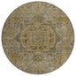 3' X 5' Brown And Blue Medallion Washable Indoor Outdoor Area Rug