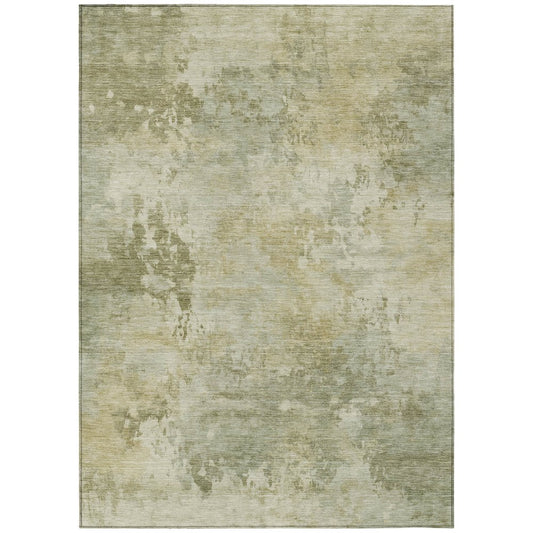 3' X 5' Sage And Beige Abstract Washable Indoor Outdoor Area Rug