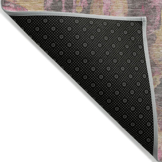 10' X 14' Blush And Wheat Abstract Washable Indoor Outdoor Area Rug