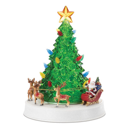 11" Red And Brown Plastic Trees Christmas Christmas Tree Tabletop Sculpture with LED