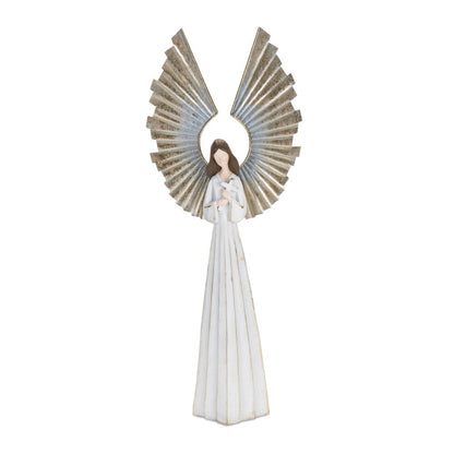 25" White And Gold Polyresin Angel Christmas Tabletop Sculpture