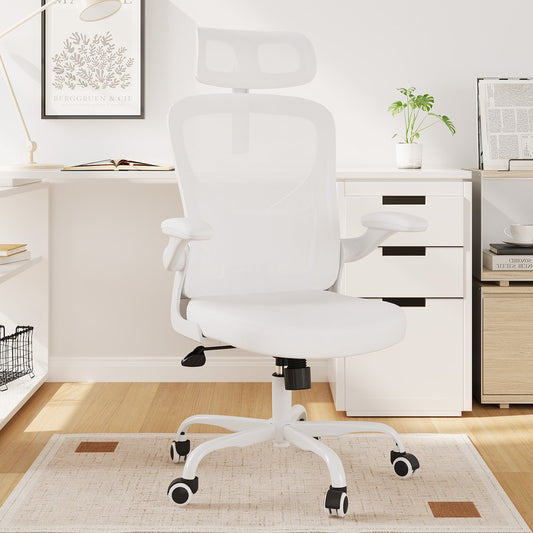 White and Black Adjustable Height Swivel Rolling Office Chair