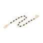 36" Blue Natural And White Wood Hand Painted Decorative Tassel