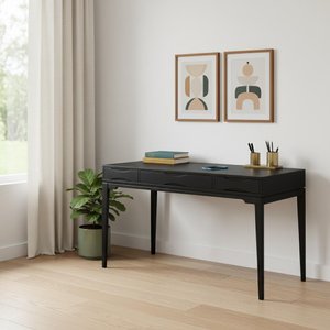 60" Black Wood Computer Desk