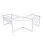 78" Clear and White Glass and Metal Corner Computer Desk