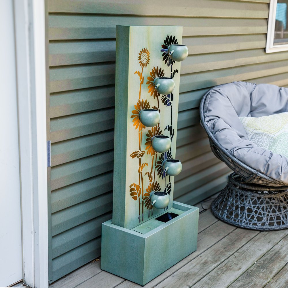 49" Light Green Steel LED lights Garden Art