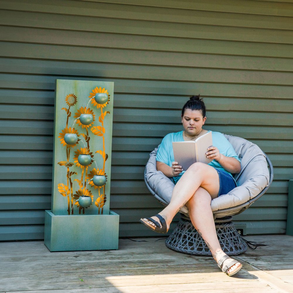 49" Light Green Steel LED lights Garden Art