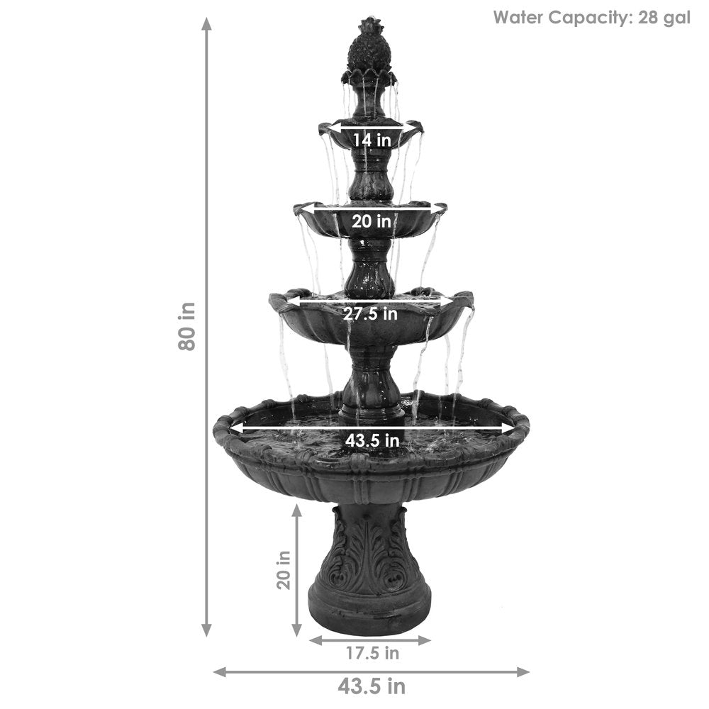 80" Black Polyresin Garden Art