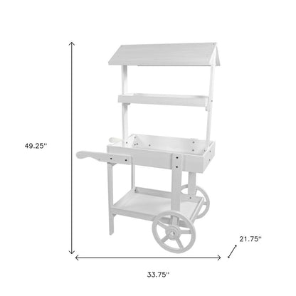 49" White Solid Wood Garden Art
