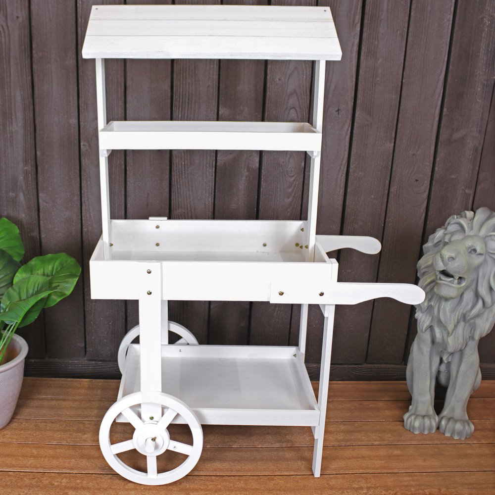 49" White Solid Wood Garden Art