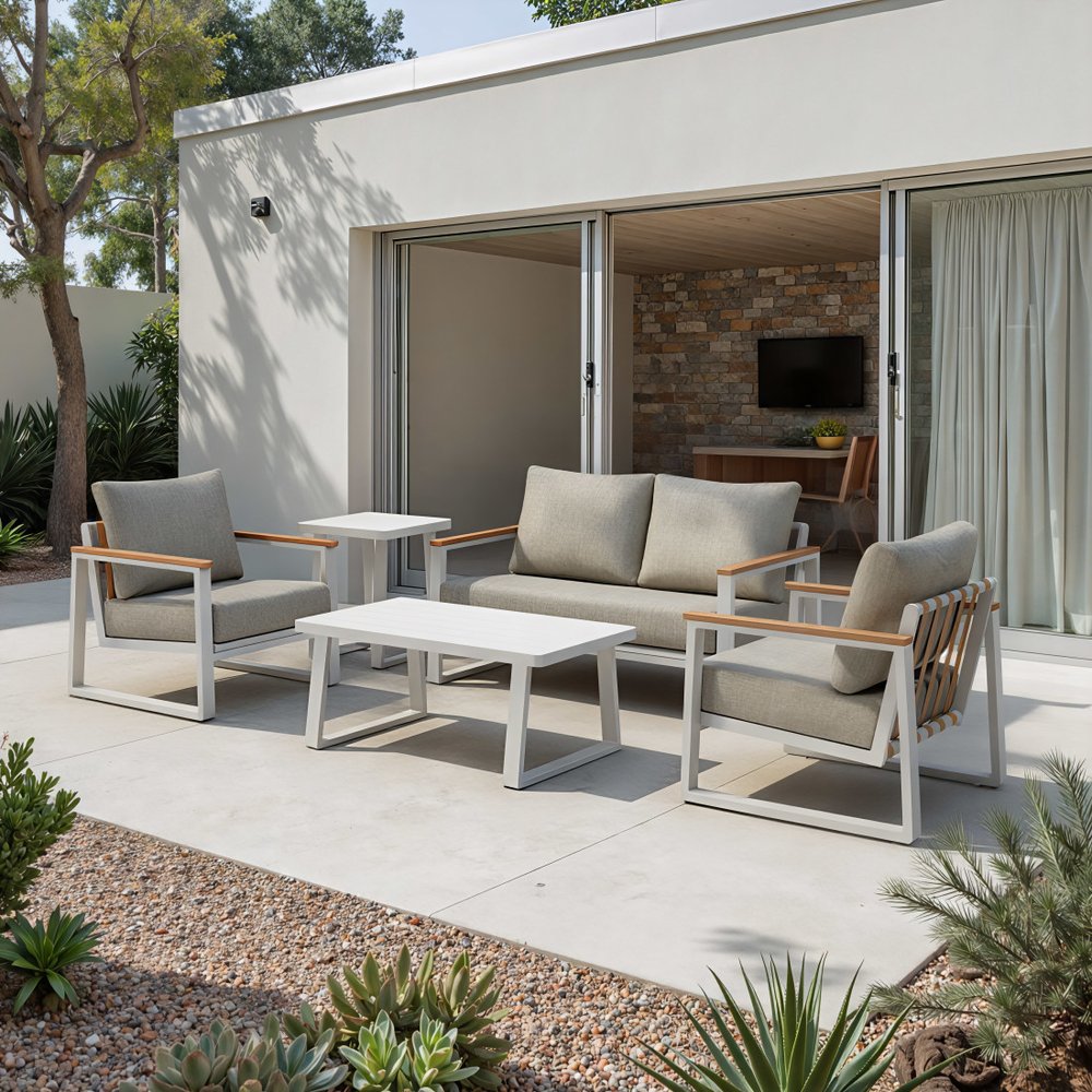 43" White Aluminum Outdoor Coffee Table