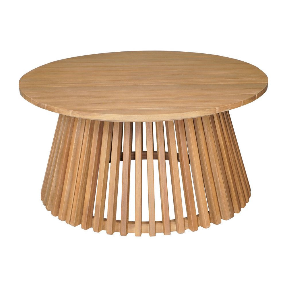 32" Natural Rounded Solid Wood Outdoor Coffee Table