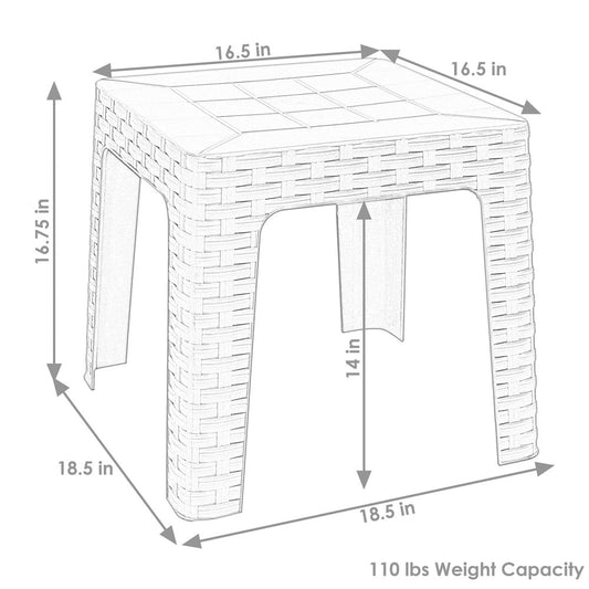 19" Brown Square Plastic Outdoor Side Table