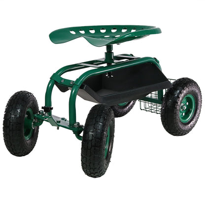 18" Green Steel Garden Stool