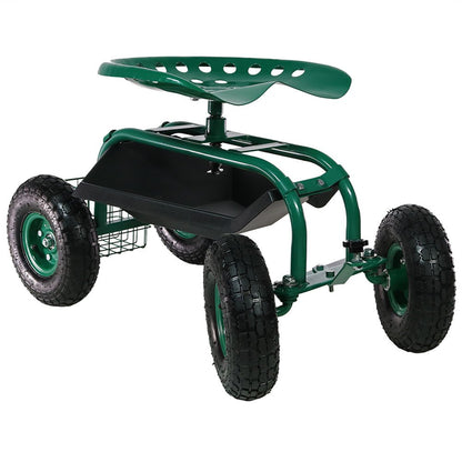 18" Green Steel Garden Stool