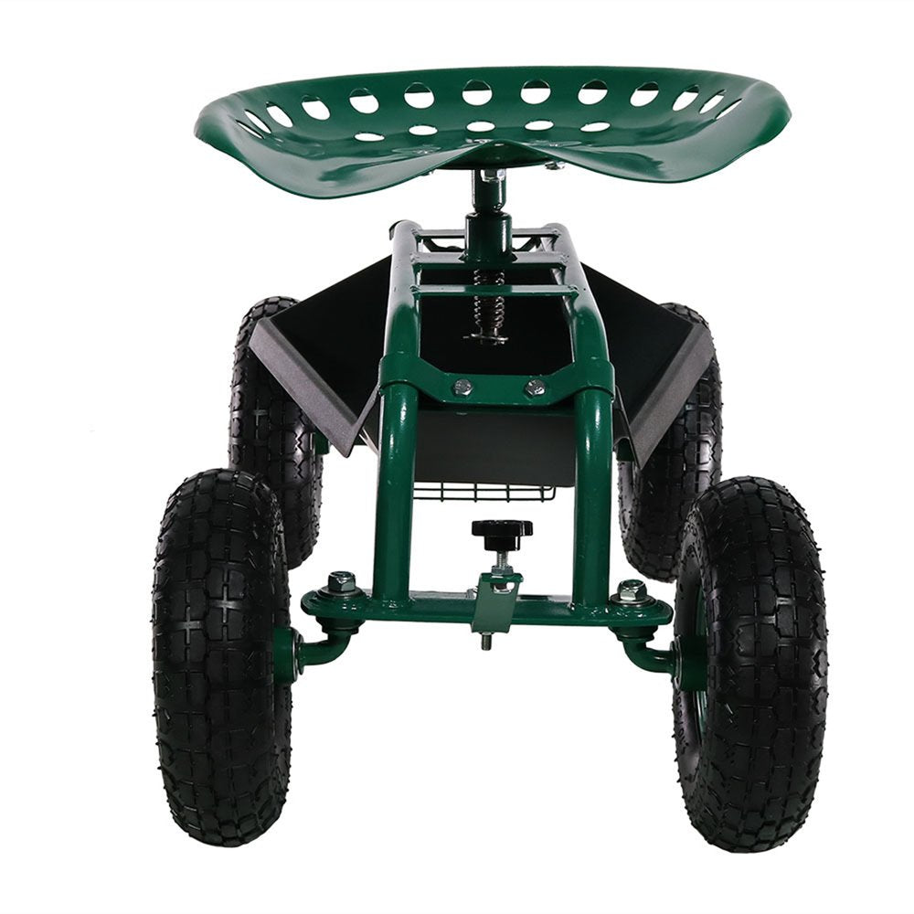 18" Green Steel Garden Stool