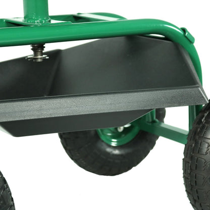 22" Green Steel Garden Stool