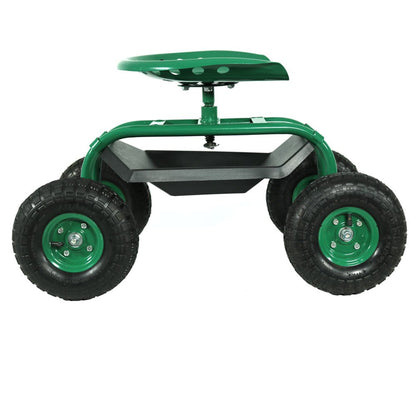 22" Green Steel Garden Stool