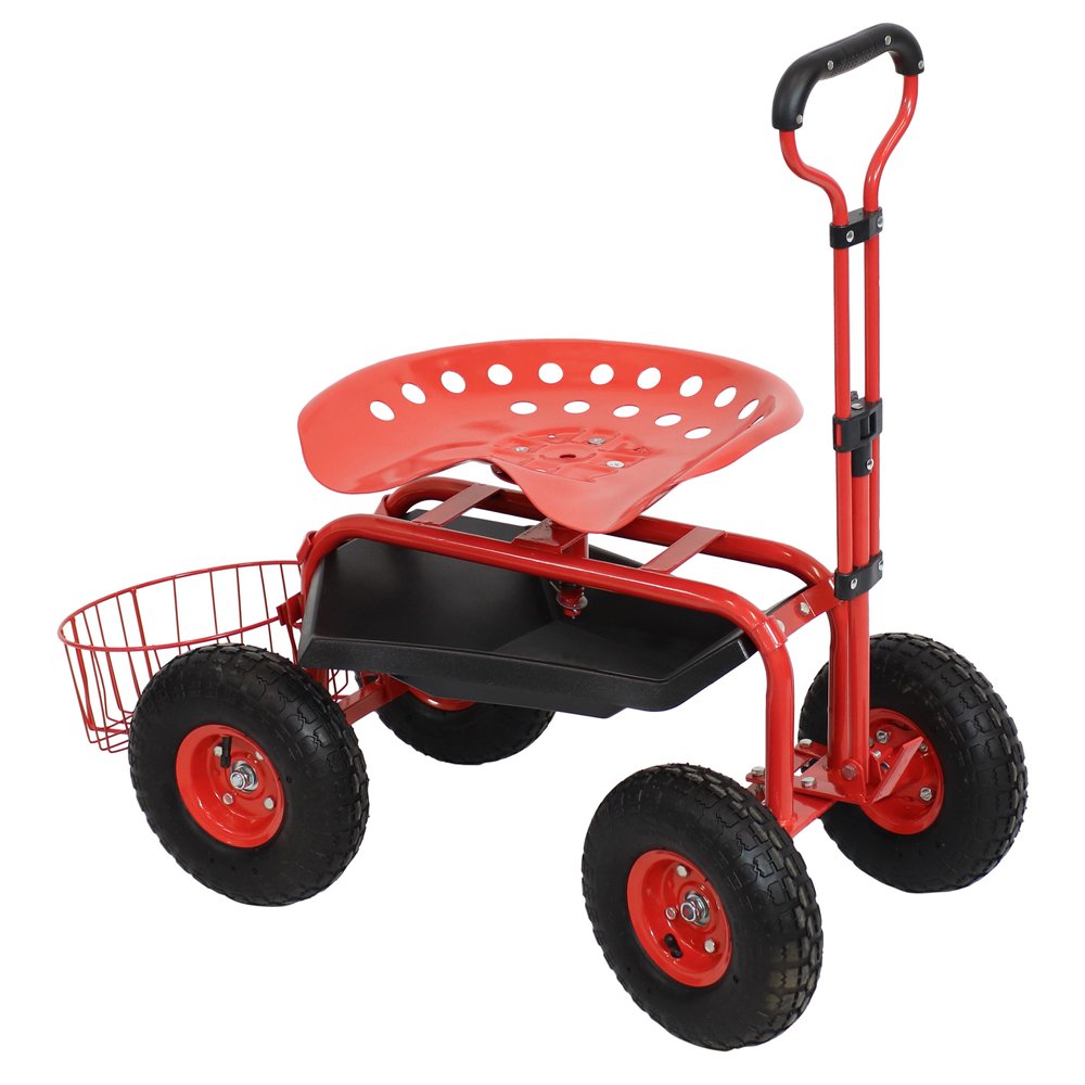 20" Red Steel Garden Stool