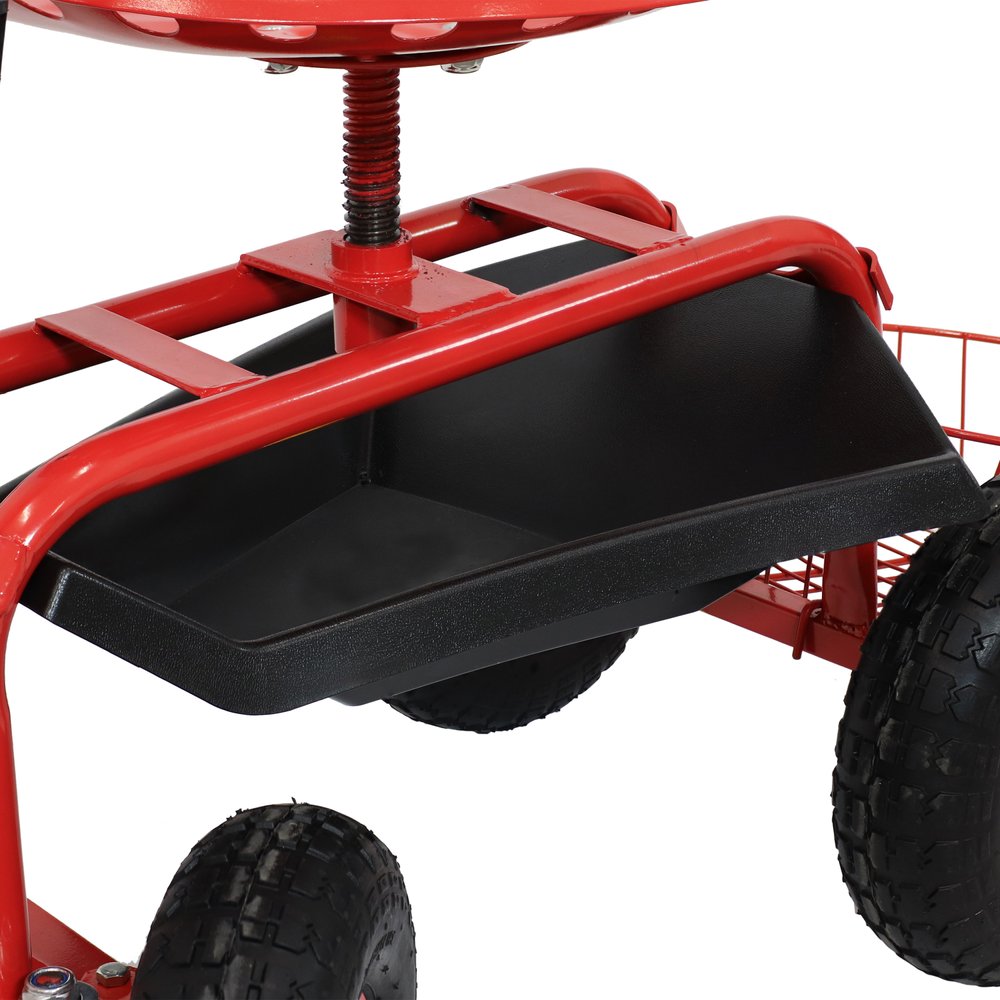 20" Red Steel Garden Stool