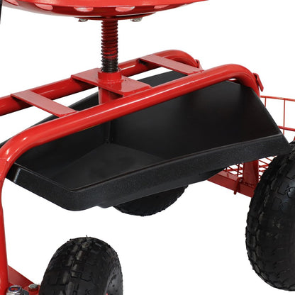 20" Red Steel Garden Stool