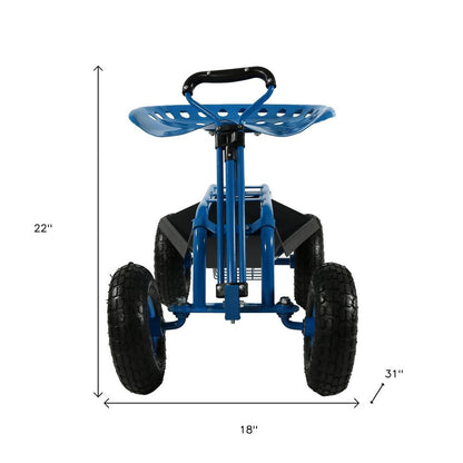 22" Blue Steel Garden Stool